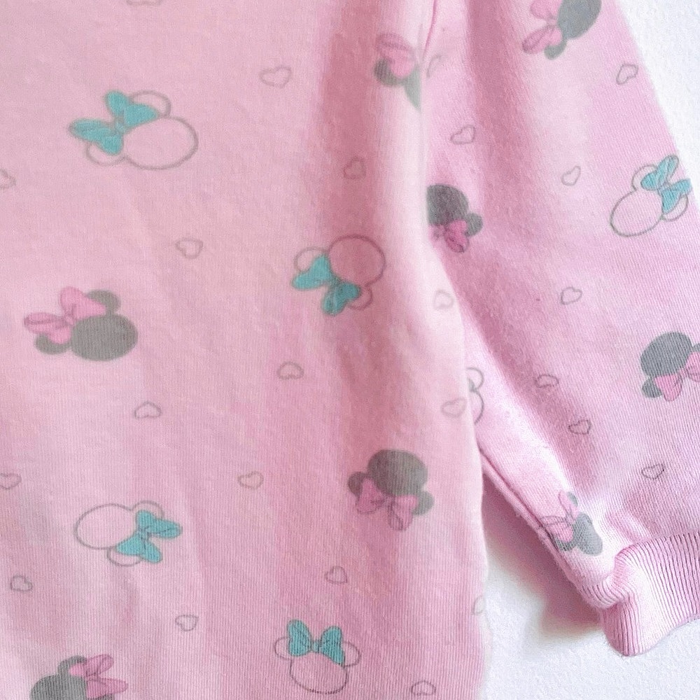5/$30💥Minnie Mouse Baby Girl Footie Sleeper, Pale Pink, Minnie Bows, Full Zipper